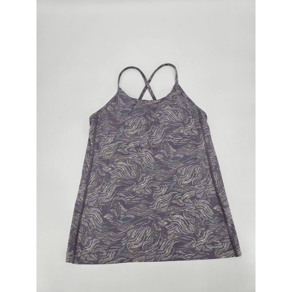 Patagonia Womens Cross Beta Tank Top Gray Green Swirl Spaghetti‎ Strap Sz M